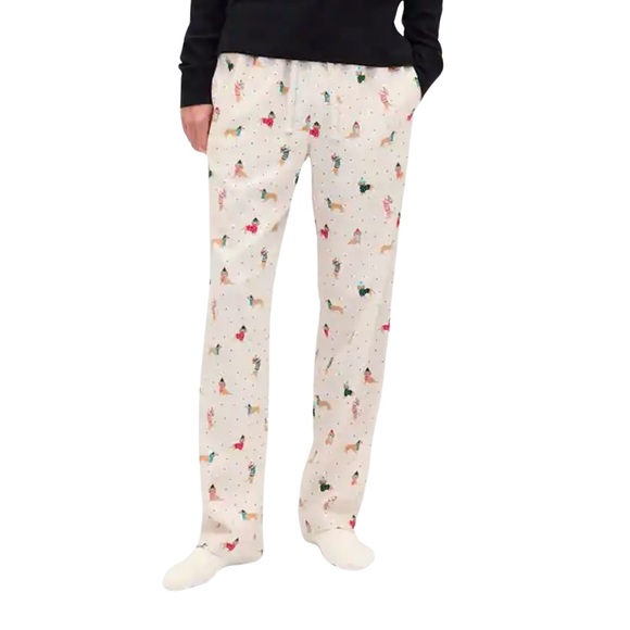 VIRAL NWT Sold Out Gap PJ Pants Women’s Flannel Dachshund Christmas Pajamas - Picture 2 of 4